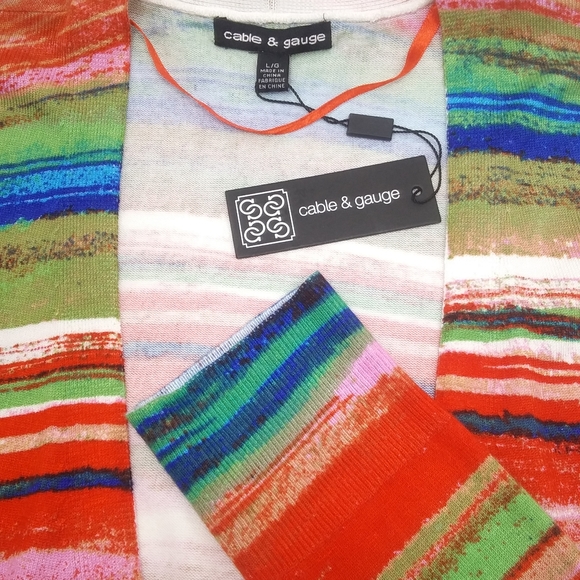 CABLE & GAUGE Painterly Soft Knit Open Cardigan Large - Picture 5 of 7